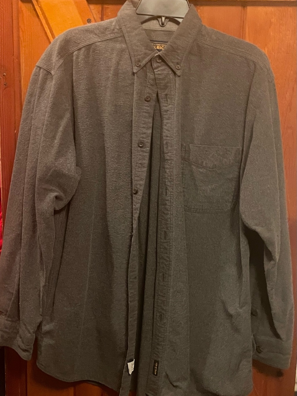 Men's Woolrich Gray Long Sleeve Button-Up Flannel Large Vintage Great Condition